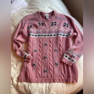 80s pink floral 62 East sweater oversized size large